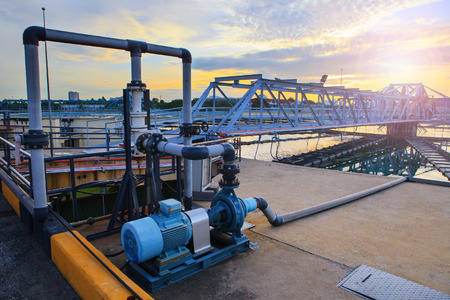 big tank of water supply in metropolitan waterworks industry plant siteの写真素材