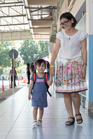 children and mother go to school first day use for education ,kid in kindergartenの写真素材