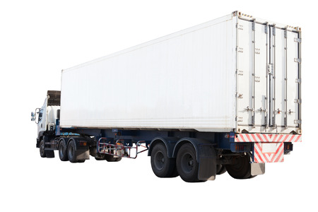 white container truck isolated background use for industry land transportの写真素材