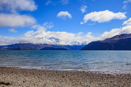 scenic of lake  wanaka south island new zealand important landmark and traveling destinationの写真素材