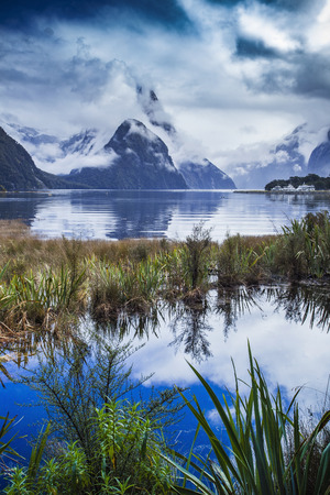 beautiful scenic of milfordsound fiordland national park important traveling destination in south island new zealandの写真素材