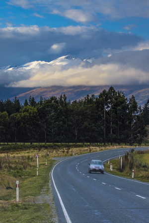 view point of route no.6 between lake te anau to queenstown new zealandの写真素材