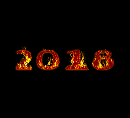 two thousand eighteen years flamming on black color