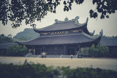 tourist walking in chua bai dinh temple in ninh binh province north vietnamのeditorial素材