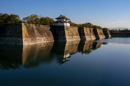 deep water pool outside boundary of osaka castle japanのeditorial素材