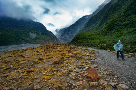 franz josef glacier new zealand - september3,2015 : tourist walking in franz josef glacier trail ,franz josef is one of most popular traveling destination in westcoast southland of new zealandのeditorial素材