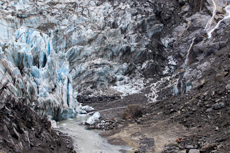 melting of ice in franz josef glacier south land new zealandの写真素材