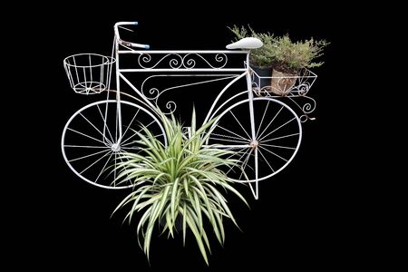 Bush on curved steel bike isolated on black bacgroundの写真素材