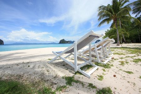 Relaxing on the beachの写真素材