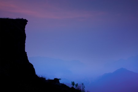 silhouette of cliff in thailandの写真素材