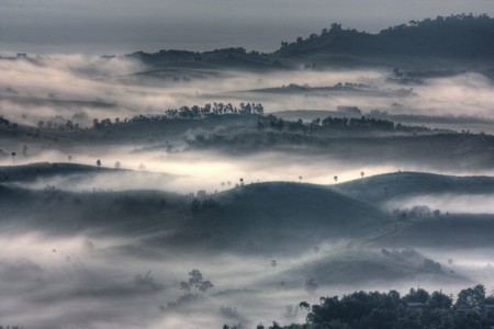 mountain and fog at  tropical zoneの写真素材