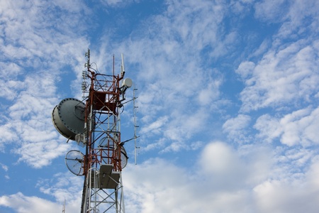 communicate of telephone signal in blue skyの写真素材