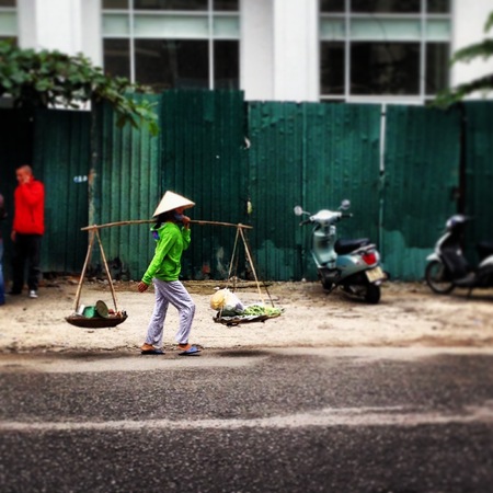 Woman caring food.の写真素材