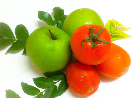 Fresh fruit on the white backgroundの素材