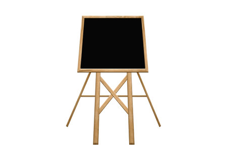 blackboard with wood on white backgroundの写真素材