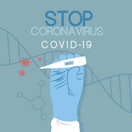 COVID-19 quarantine.electronic thermometer for measuring body temperature.のイラスト素材