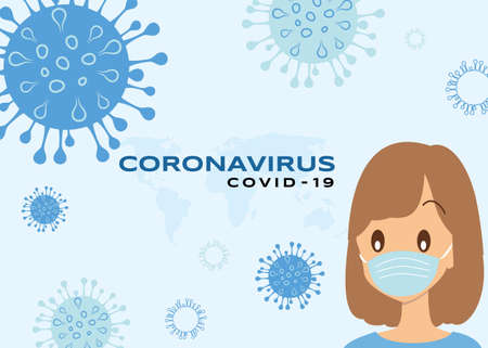 prevent infection. Group of women in  protective masks are in a contaminated infected city.のイラスト素材