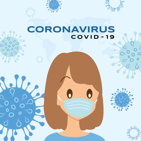prevent infection. Group of women in  protective masks are in a contaminated infected city.のイラスト素材