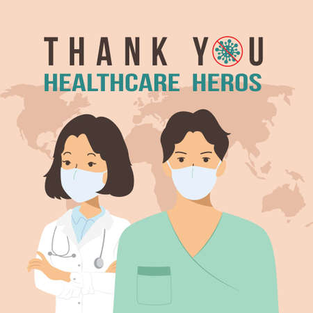 doctor with medical face mask, fight coronavirus vector illustration design.のイラスト素材