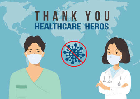 doctor with medical face mask, fight coronavirus vector illustration design.のイラスト素材