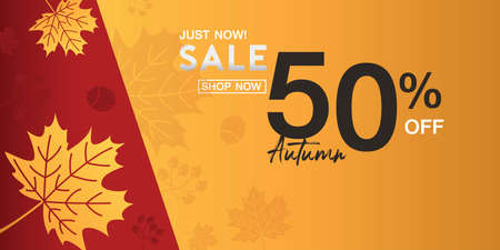 autumn fallen leaves in golden gift paper shopping bag in frame.のイラスト素材