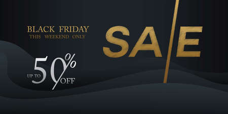Up to 50 discount offer for Black Friday sale banner or poster.のイラスト素材