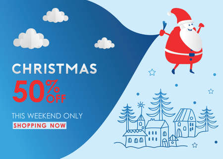 Christmas Sale banner or poster design with 50 discount offer and creative xmas.のイラスト素材