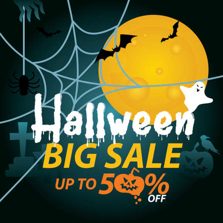 Happy Halloween Big Sale Banner. Vector illustration.のイラスト素材