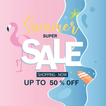 Summer sale. Up to 50 off Big Sale Sidebar Banner, Poster, Sticker, Badge Advertising Promotion.のイラスト素材