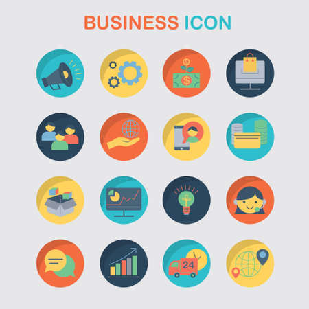 Vector Business management color flat icon set. Business Coaching Icon Set. Online Learning.のイラスト素材