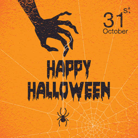 Happy Halloween Poster Party pumpkin patch in the moonlight bokeh.のイラスト素材