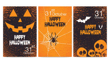 Happy Halloween Poster Party pumpkin patch in the moonlight bokeh.のイラスト素材