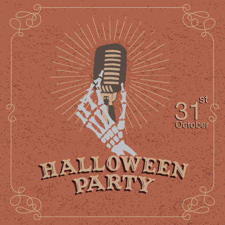 Halloween zombie singing party in night graveyard Premium Vectorのイラスト素材