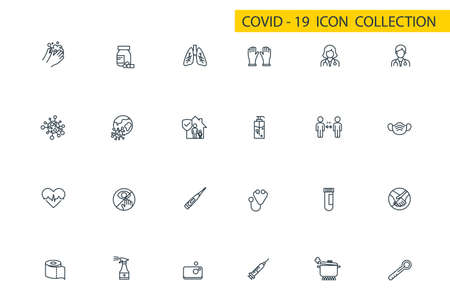 Coronavirus prevention line icon. Minimal vector illustrationのイラスト素材