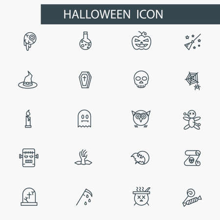 Halloween thin line icon set. Party symbols collection, vectorのイラスト素材