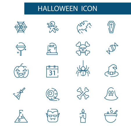 Halloween thin line icon set. Vector linear symbol pack.のイラスト素材