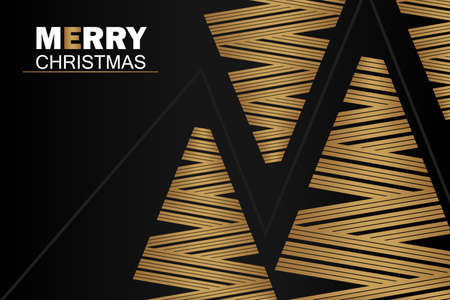 Christmas and New Year. Xmas black  background with  Golden christmas pine ,snowflakes, light. Merry Christmas card. Vector Illustrationのイラスト素材