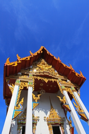 A front view of a Thai templeの写真素材