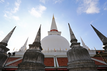 Pagodas in Wat Phra Mahathat temple, Nakhon Si Thammarat province, Thailand.の写真素材