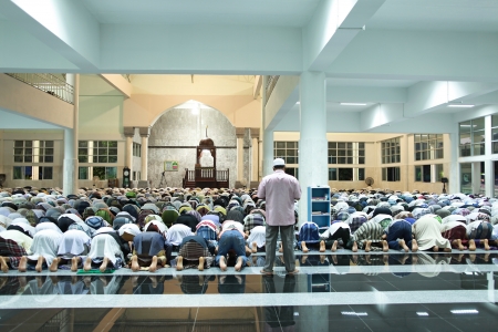 Muslim devotees mass prayer at Central Mosque in Krabi, Thailandのeditorial素材