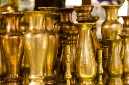 Brass vases are container for flower.の写真素材