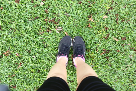 aerobic shoes are black.のeditorial素材