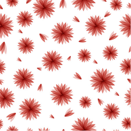 Seemless pattern of red flower different size, cute and romantice mood for ornament, print, paper. Vector design.のイラスト素材