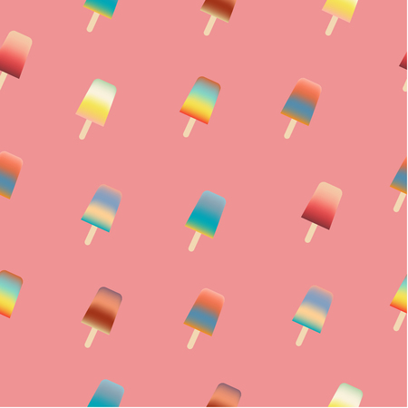 Seemless pattern of ice cream stick colorful flavor with vintage background. Vecotr design.