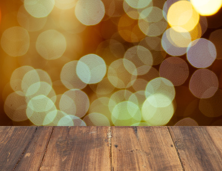 Wood table or terrace with light boken background. Free space.の写真素材