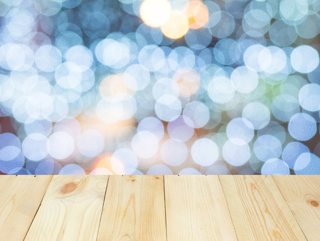 Wood table or terrace with light boken background. Free space.の写真素材