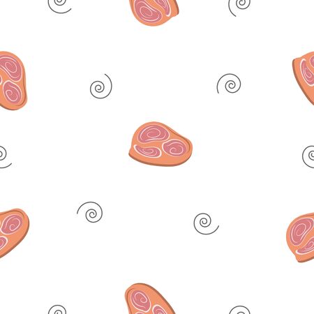 Seamless pattern of raw meat for background, paper business, fabric work. Vector design.のイラスト素材