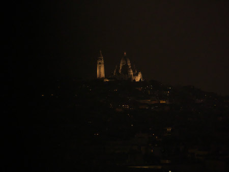 Night view of Le Sacre-Coeur from Arc de triompheの写真素材