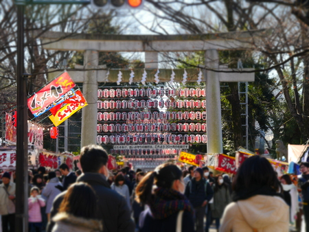 At the entrance gate of Okunitama shrine (torii)のeditorial素材