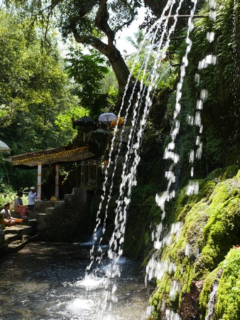 Water for purification ritual in Pura Tirta Sudamala, Bangli, Baliの写真素材